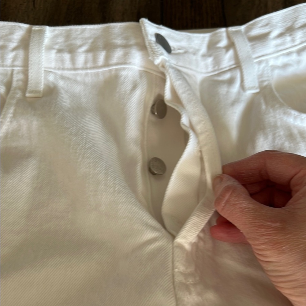 J Brand High Rise White Button Billey Jean Shorts with Frayed Hem - Picture 7 of 7